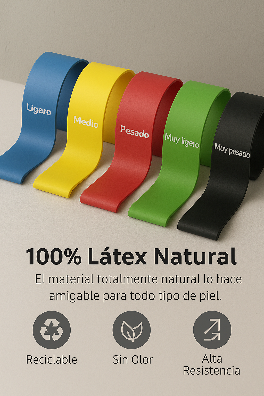 Pack de Bandas de Resistencia SteelBros – 5 Niveles para Entrenar en Casa y Gym