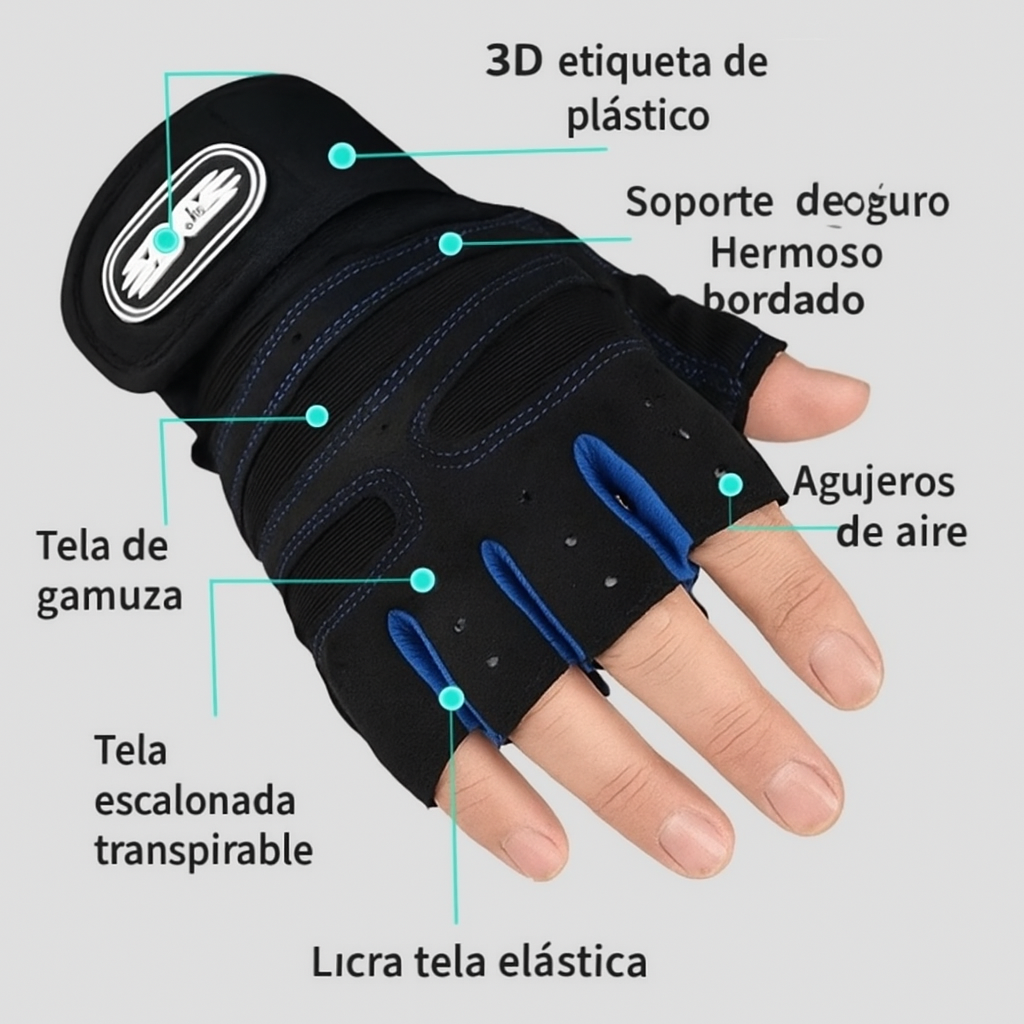 Guantes de Entrenamiento SteelBros – Medio Dedo, Antideslizantes y con Soporte de Muñeca