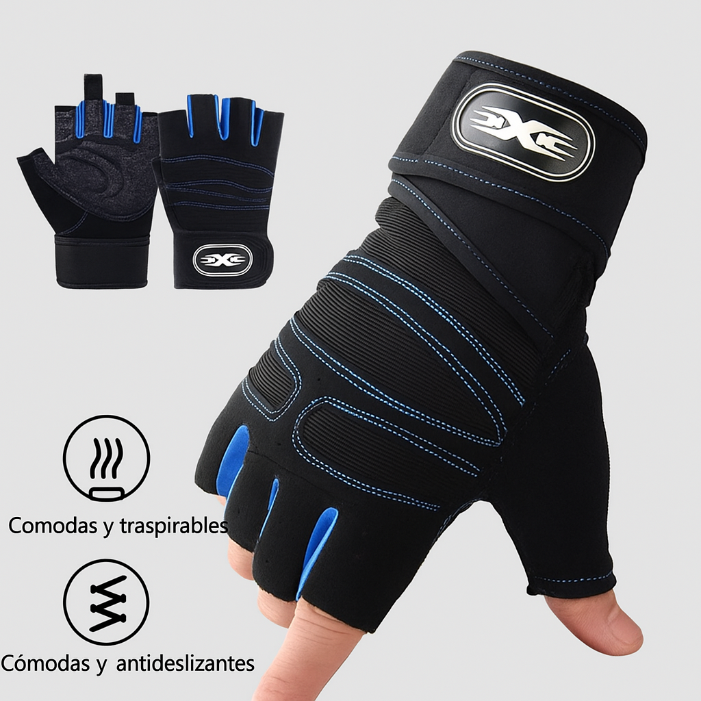 Guantes de Entrenamiento SteelBros – Medio Dedo, Antideslizantes y con Soporte de Muñeca