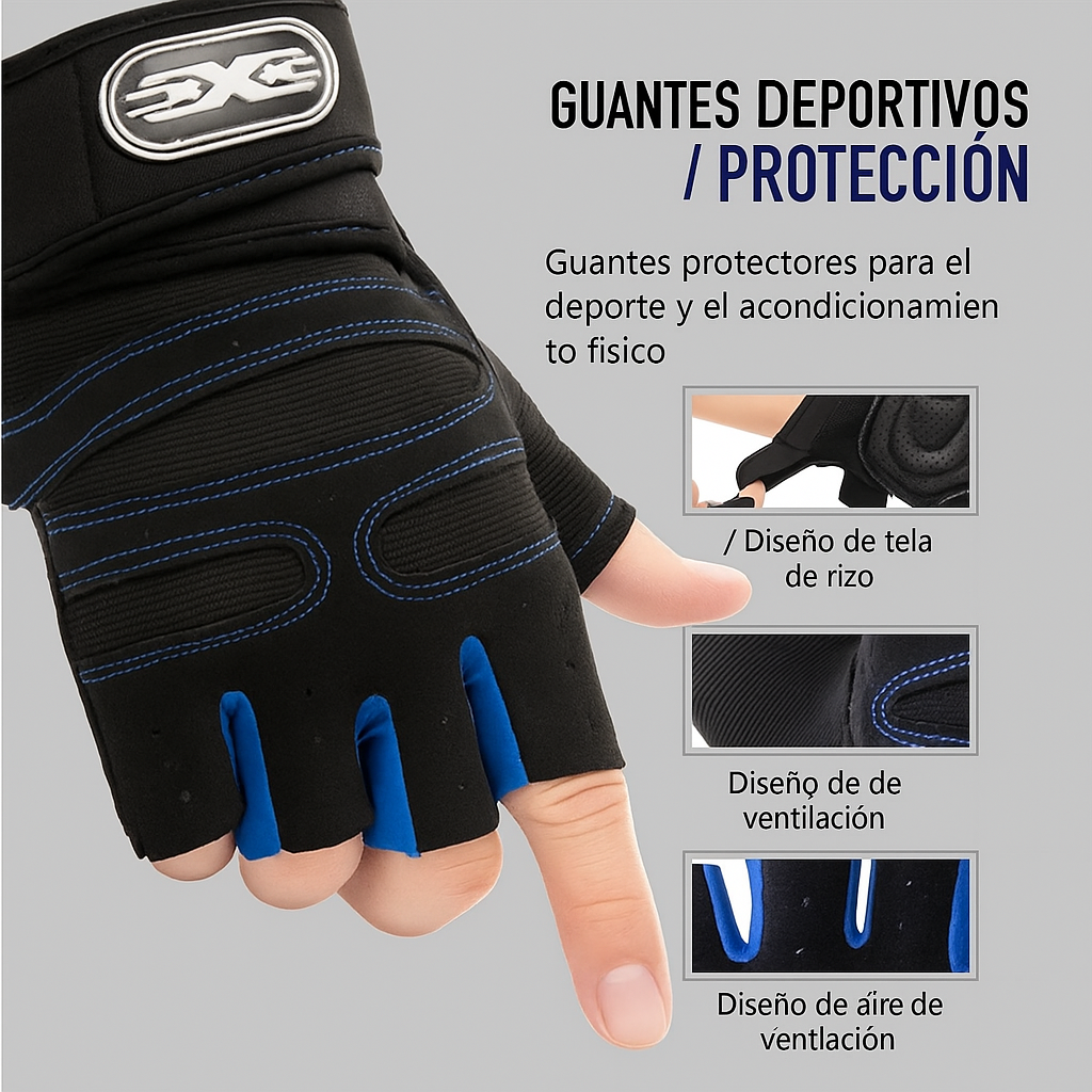 Guantes de Entrenamiento SteelBros – Medio Dedo, Antideslizantes y con Soporte de Muñeca